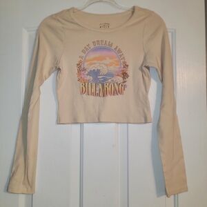 Billabong Cream Long Sleeve Crop Top